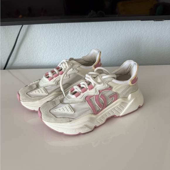 Dolce & Gabbana Shoes - Dolce & Gabbana White and Pink Women's Sneakers